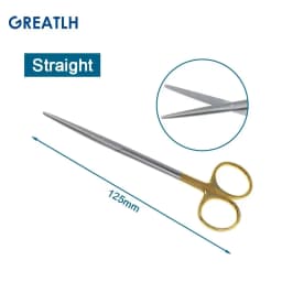 1pcs Autoclavable Tissue Scissors Stainless Steel Golden Handle Blunt Scissors Straight Head Curved Head Surgical Scissors