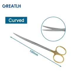1pcs Autoclavable Tissue Scissors Stainless Steel Golden Handle Blunt Scissors Straight Head Curved Head Surgical Scissors