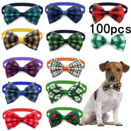 50/100pcs Handmade Bulk Pet Dog Bow Tie Lattice Style Dog Pet Accessories Cute Pet Dog Bowties Dog Grooming Product Dog Supplies
