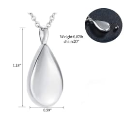 Teardrop Ashes Necklace Keepsake Urn Pendant Simple Elegant Cremation Memorial Jewelry -Always in my heart