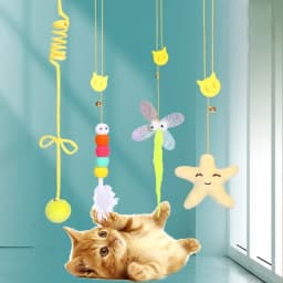 Simulation Cat Toy Cat Scratching Rope Feather Funny Kitten Playing Game Interactive Toy Retractable Hanging Door Pet Supplies