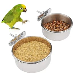 Rabbit Hamster Pet Food Dish Stainless Steel Clamp-on Water Drinker Bird Feeder Parrot Feeding Bowl Cage Cup Hanging Bowl