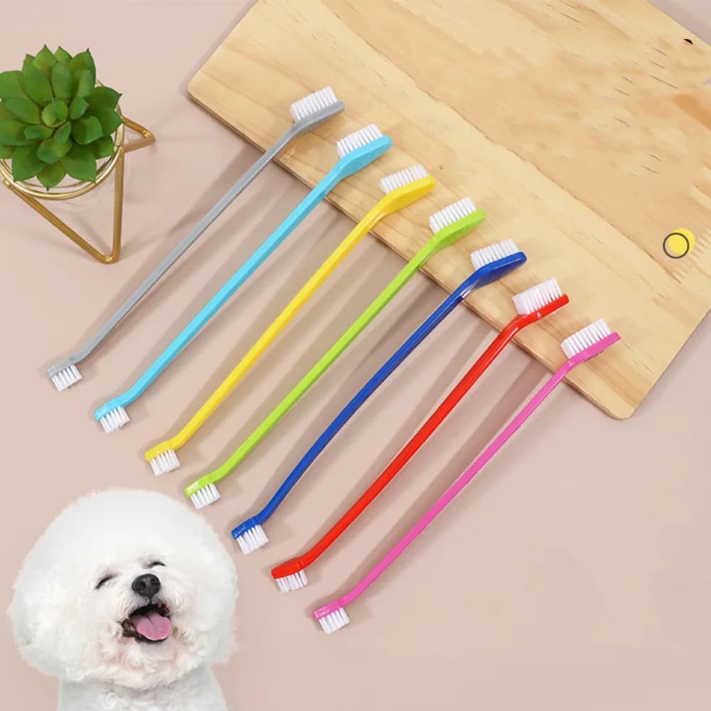 Double-headed Dog Toothbrush Portable Soft Multi-angle Pet Cleaning Tool Nontoxic Tooth Finger Brush