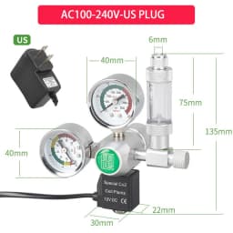 ZRDR DIY Aquarium CO2 Regulator Solenoid Valve Kit Check Valve Fish Tank CO2 Control System Reaction CO2 Pressure Reducing Valve