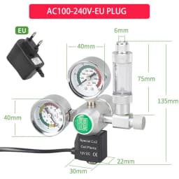 ZRDR DIY Aquarium CO2 Regulator Solenoid Valve Kit Check Valve Fish Tank CO2 Control System Reaction CO2 Pressure Reducing Valve