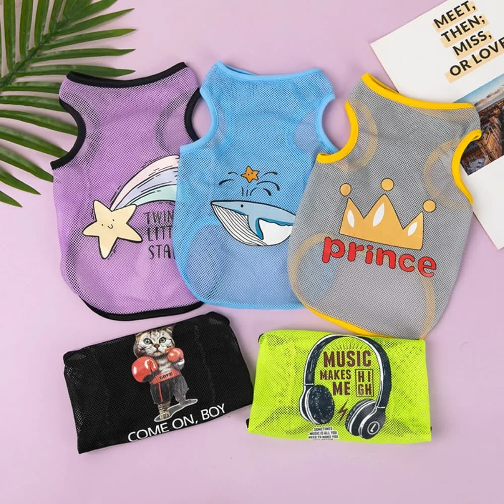 Cute Summer Polyester Fibre Cool Breathable Cat Costume Cat T-shirt Puppy Vest Dog Clothes