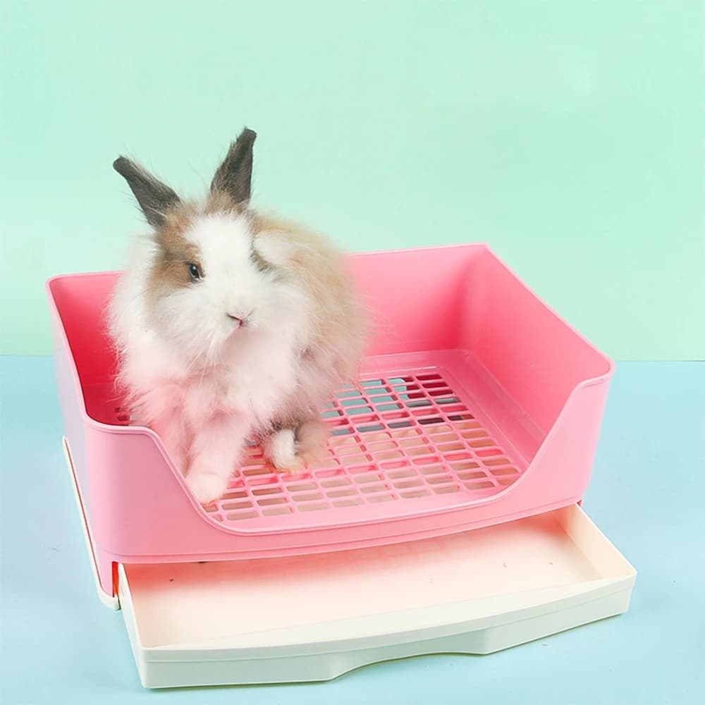 Pet Rabbit Large Drawer Toilet Anti-Overturning Fixed In Cage Small Animal Guinea Pig Adult Hamster Easy Clean Potty Trainer