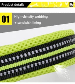 Truelove Adjustable Mesh Padded Pet Collar Bright Reflective Nylon Dog Collar Durable Heavy Duty for All Breed Weather TLC5011