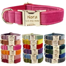 Personalized Dog Collar Velvet Puppy Adjustable Collar for Small Medium Big Dogs Collars with Name Customized ID Tag Engraving