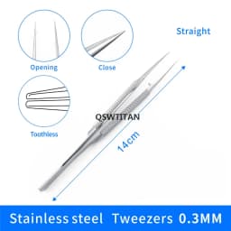 14CM Titanium /Stainless Steel Ophthalmic Tweezers Micro Forceps Round Handle Ophthalmic Dental Instruments 1pcs