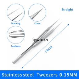 14CM Titanium /Stainless Steel Ophthalmic Tweezers Micro Forceps Round Handle Ophthalmic Dental Instruments 1pcs