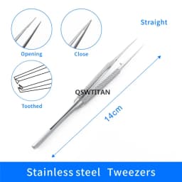 14CM Titanium /Stainless Steel Ophthalmic Tweezers Micro Forceps Round Handle Ophthalmic Dental Instruments 1pcs