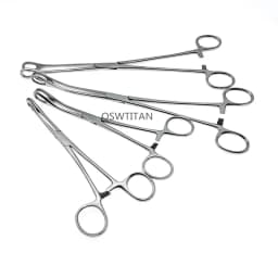 Sponge Forceps Serrated Jaws Stainless Steel Veterinary Surgical Instruments Straight/Curved 1 pc