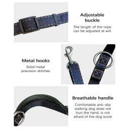 Multifunctional Jean Cloth Dog Leash Adjustable Length Free Hands Double Heads Leash for Small Medium Large Dogs Walking Running