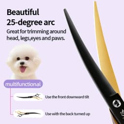 Fenice Professional Black and Gold Two-Color Pet Dogs Grooming Scissors Set for Small Dogs Straight Curved Thinning Shears