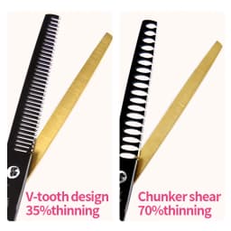 Fenice Professional Black and Gold Two-Color Pet Dogs Grooming Scissors Set for Small Dogs Straight Curved Thinning Shears