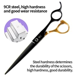 Fenice Professional Black and Gold Two-Color Pet Dogs Grooming Scissors Set for Small Dogs Straight Curved Thinning Shears