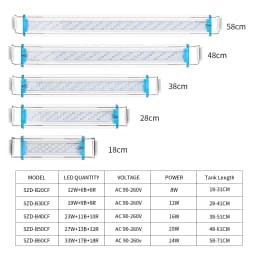 18~70CM Super Bright Lamp LED Aquarium Light For Aquatic Plant Fish Tank Extensible Clip Lamp 90~260V