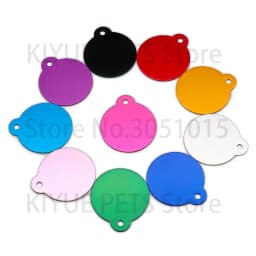 Wholesale 100pcs Dog Pet ID Tags Pendant Plate Lost Tag Puppy Cat Name Address Lable Round Collar Keyrings Accessories