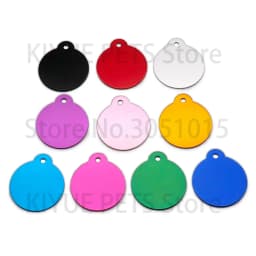 Wholesale 100pcs Dog Pet ID Tags Pendant Plate Lost Tag Puppy Cat Name Address Lable Round Collar Keyrings Accessories