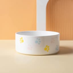 Ceramics Dog Bowl with Wood Mat Wide Mouth Feeding Bowls Food and Water Pet Feeder for Cat Puppy Protecting Cervical Spine