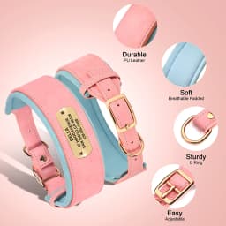 Personalized Leather Dog Collar Soft Wide Padded Collars For Medium Large Dogs With Free Engraved Nameplate Dog Accessories