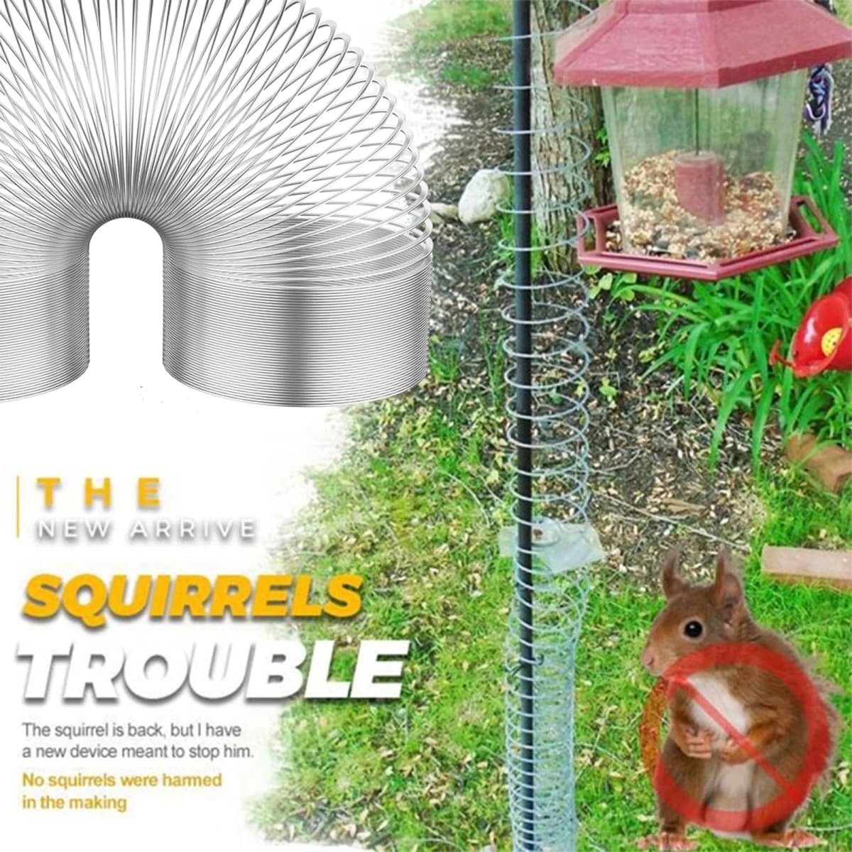 2pcs Squirrel Proof Spring Anti Raccoon Proof Hanging Compression Outdoors Spring For Bird Feeder Station Wrap Around Protection