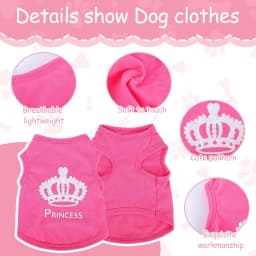 Princess Crown Dog Shirts Vest, Puppy Summer Dog Clothes for Small Dogs, Puppy Cat T Shirt Pet Apparel