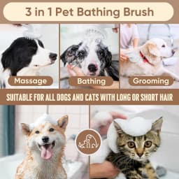Dog Bath Brush 3 In1 Dog Shampoo Brush Soft Silicone Dog Brush for Pet Grooming Washing Soap Brush 36 Clean Massage Brush Head