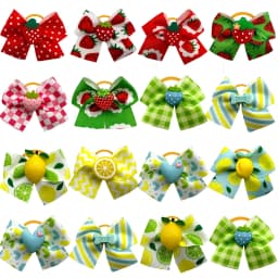 50pcs Small Dog Grooming Bows Strawberry Lemon Style Pet Dog Hair Bows Rubber Bands Dog Hair Accessories Pet Supplies for Dogs