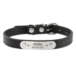Personalized Dog Collar Name Carved 16 Colors Solid PU Leather Collar For Small Medium Large Dogs Puppy Cat Accessories Red Pink