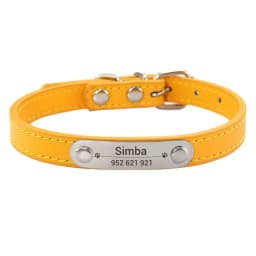 Personalized Dog Collar Name Carved 16 Colors Solid PU Leather Collar For Small Medium Large Dogs Puppy Cat Accessories Red Pink