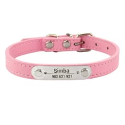 Personalized Dog Collar Name Carved 16 Colors Solid PU Leather Collar For Small Medium Large Dogs Puppy Cat Accessories Red Pink
