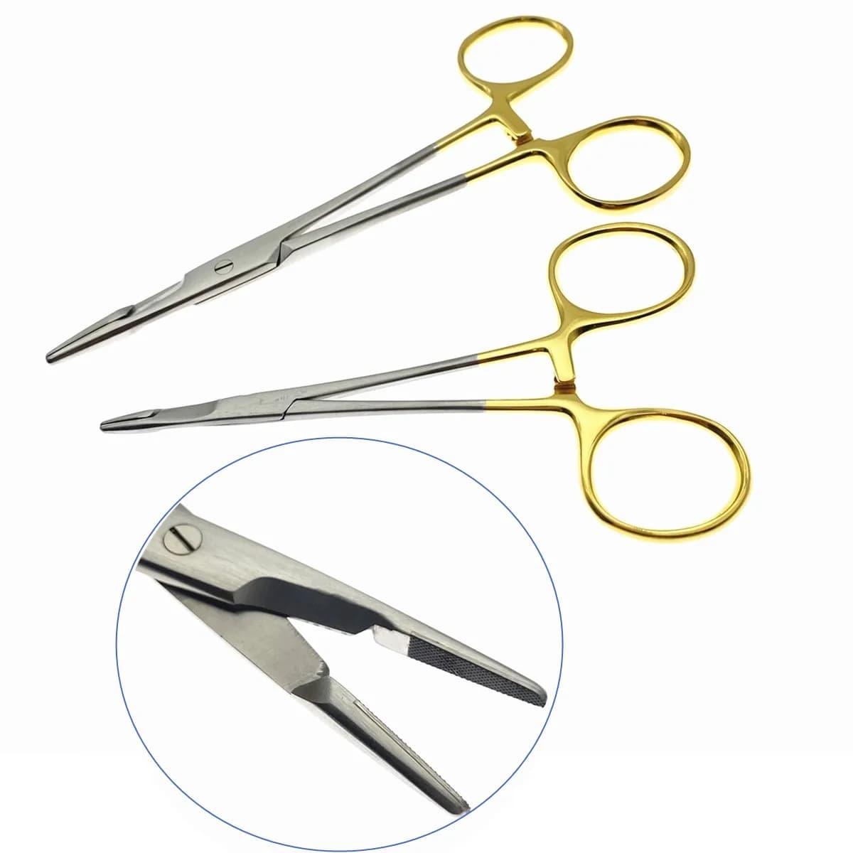 Multifunctional needle holder with scissors 12.5cm/14cm Needle Holder Insert with Scissors Gold Handle Clamp