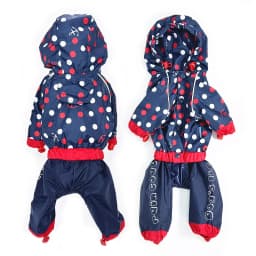 Dog Rain Jumpsuit Waterproof Breathable Pet Raincoat for Small Dogs Light Weight Adjustable Hooded Puppy Jacket with Leash Hole