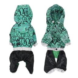Dog Rain Jumpsuit Waterproof Breathable Pet Raincoat for Small Dogs Light Weight Adjustable Hooded Puppy Jacket with Leash Hole
