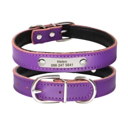 Personalized Dog Collar PU Leather Puppy Dogs Collars Free Custom Pet Neckace Engraved Name ID For Small Medium Dogs Cats Pink