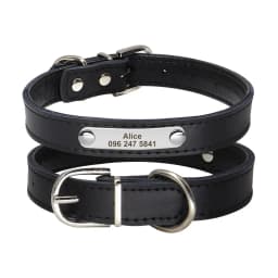 Personalized Dog Collar PU Leather Puppy Dogs Collars Free Custom Pet Neckace Engraved Name ID For Small Medium Dogs Cats Pink