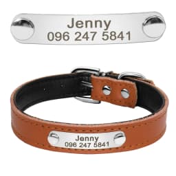 Personalized Dog Collar PU Leather Puppy Dogs Collars Free Custom Pet Neckace Engraved Name ID For Small Medium Dogs Cats Pink