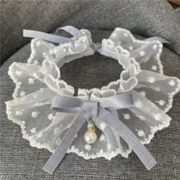 White Lace Bowknot Collar, Bowtie Bibs, Mesh Embroidery, Dog Cat Necklace, Neck Strap for Small and Medium Dogs, Bandanas, XL