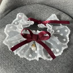 White Lace Bowknot Collar, Bowtie Bibs, Mesh Embroidery, Dog Cat Necklace, Neck Strap for Small and Medium Dogs, Bandanas, XL