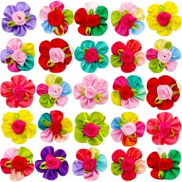 20PCS Cute Handmade Puppy Dog Hair Bows Pet Dog Hair Accessories Flower Bows Dog Grooming Bows for Small Dogs Pet Products