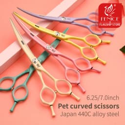 Fenice Dog Scissors 6.25/7.0inch Curved Scissors Pet Grooming Shears JP440C Dog Beauty Scissors Groomer Equipment