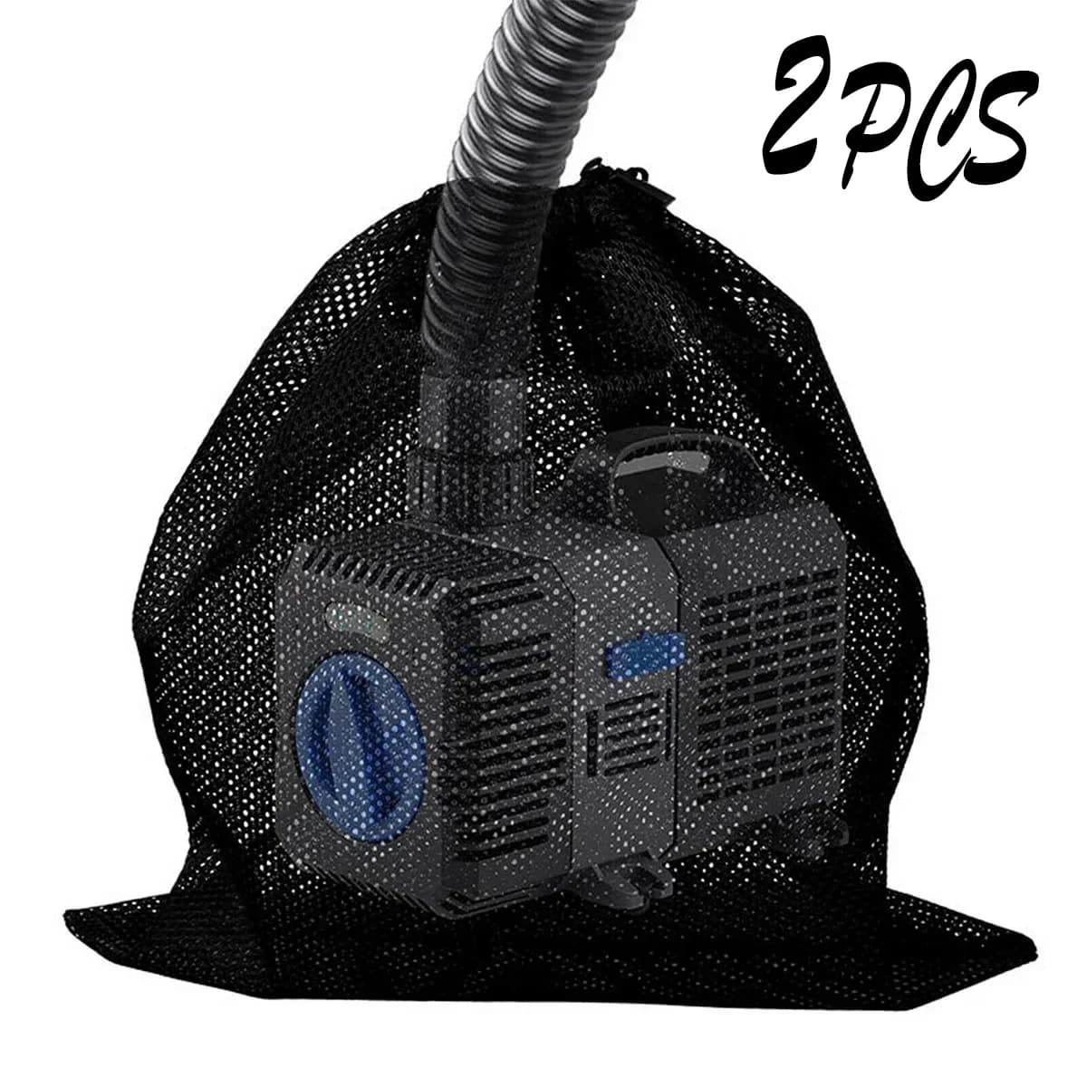 2PC Anti-clog Pump Barrier Bag Pump Filter Mesh Bag Mesh with Drawstring Reusable Pond Pump Protector for Pond Biological Filter