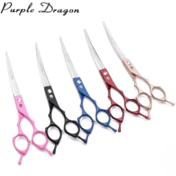 Purple Dragon 6.5" 7" Japan 440C Dog Grooming Scissors Straight Shears Chunker Shars Up/Down Curved Scissors Pet Scissors Z4009