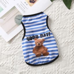 Cartoon Bear Dog Clothes Cute Cotton Pet Striped Bear T-Shirt Striped Bear Vest for Puppy Small and Medium Dog Shih Tzu XS-XXL