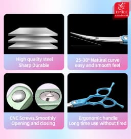 Fenice 6.5 Inch Professional Dog Grooming Scissors Set Kits Straight&Thinner&Curved Grooming Shears Tool Set Tesoura Wmark