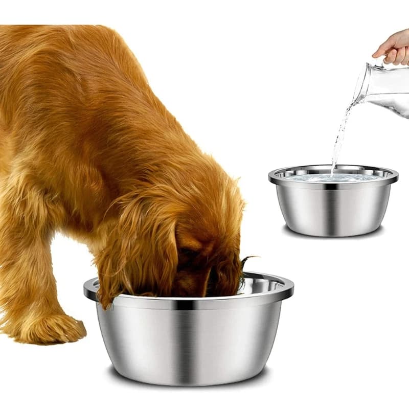 Stainless Steel Dog Feeders 20cm 24cm 28cm 30cm Round Water Food Bowl for Small Medium Large Dogs Pet Supplies