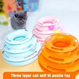 3 Layer Interactive Cat Toy Tower with Colorful Balls Mental Physical Exerciser, Fun Puzzle Game for Active Cats