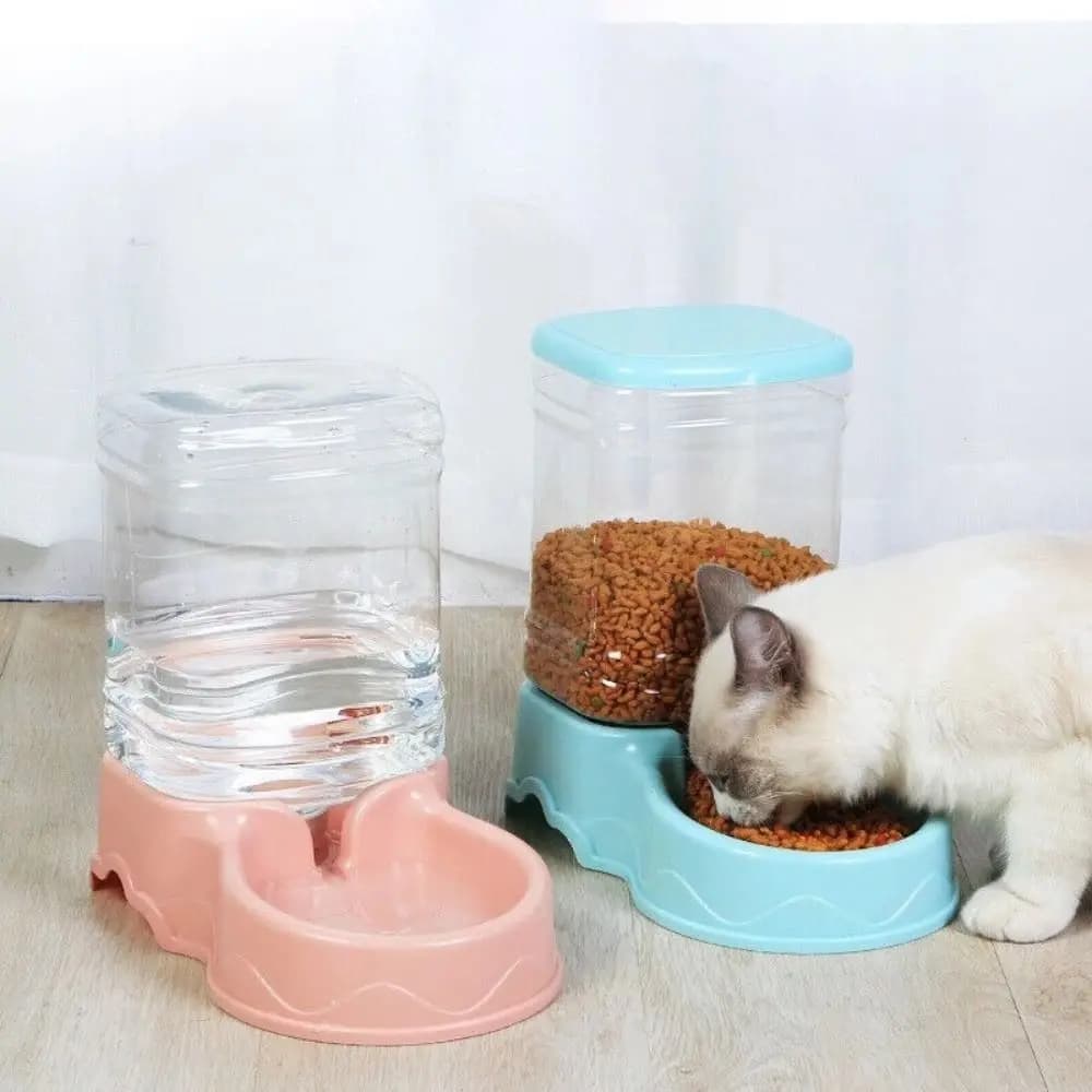 3.8L Automatic Pet Feeder Large Cat Dog Food Dispenser Water Fountain Drink Bowl